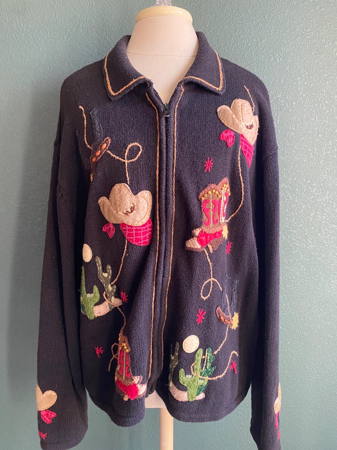 Vintage 90s Cowgirl Sweater / Cowboy Cardigan / Vintage - Etsy | Etsy (US)