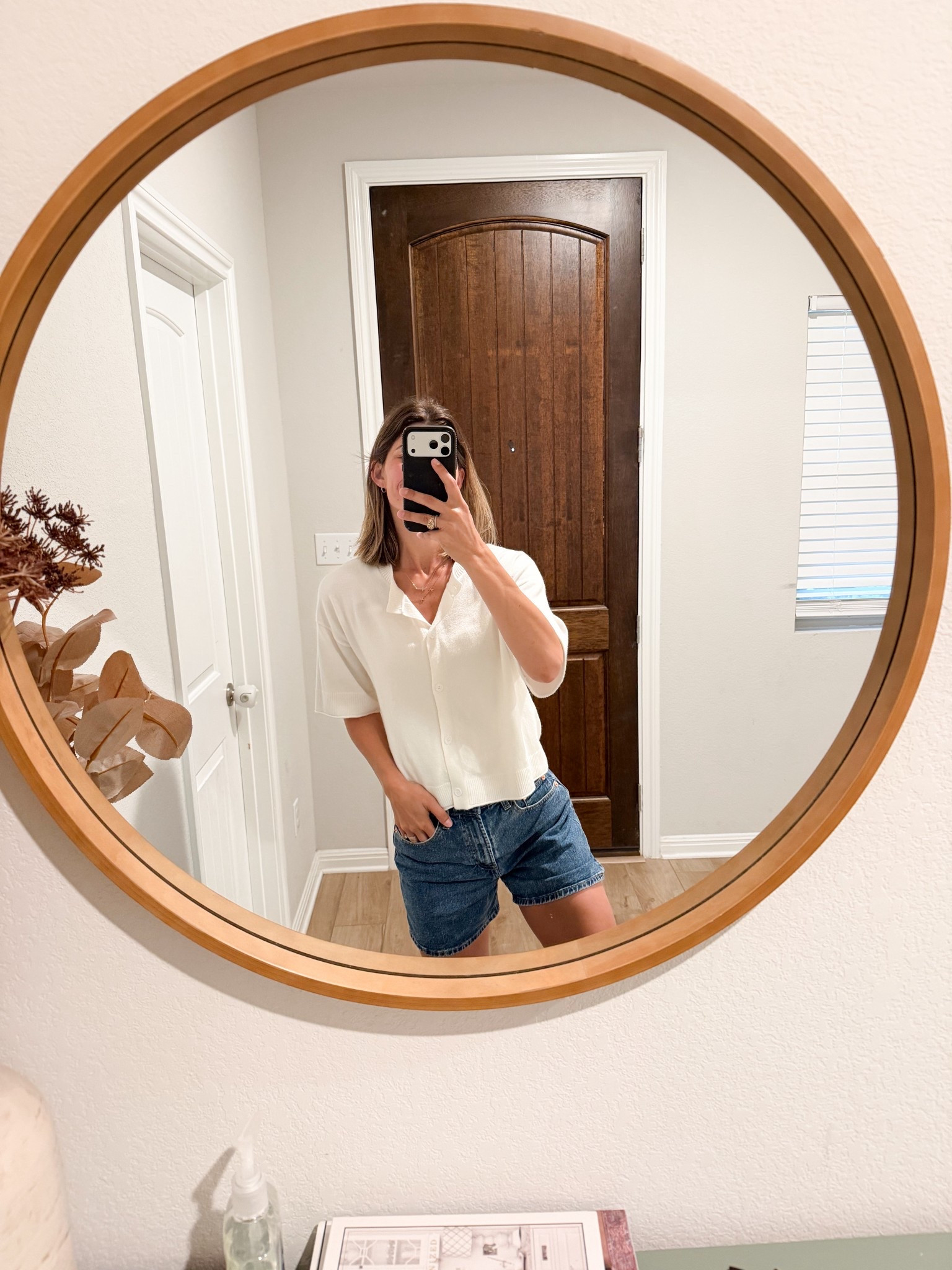 literally the best shorts!! // paired it with a cream button sweater cardigan that’s perfect for spring! 
-
spring outfits 2026, spring outfits, mom outfits, everyday mom, everyday style, viral target shorts 

#LTKmomlife #LTKootd
