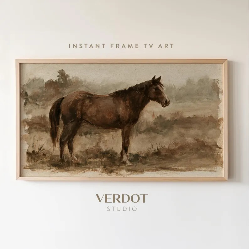 Brown Horse Frame TV Art, Moody Autumn Equestrian Screensaver | TV26077 | Etsy (Global)