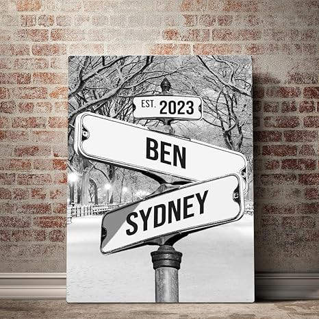 Personalized Vintage Street Canvas Print, Crossroads Street Sign For Сouples, Custom Couple Name... | Amazon (US)