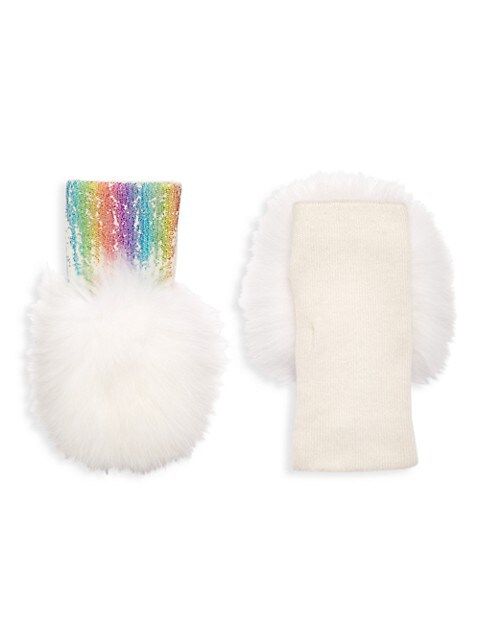 Wool-Blend & Fox Fur Metallic Fingerless Gloves | Saks Fifth Avenue
