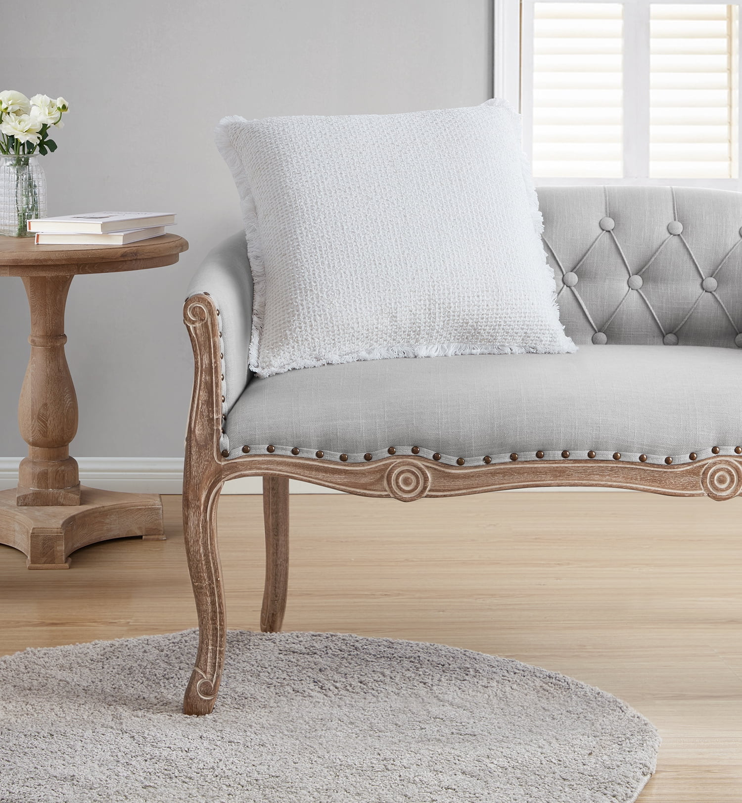 My Texas House Sabine Woven Fringe Square Decorative Pillow Cover, 20" x 20", Bright White | Walmart (US)