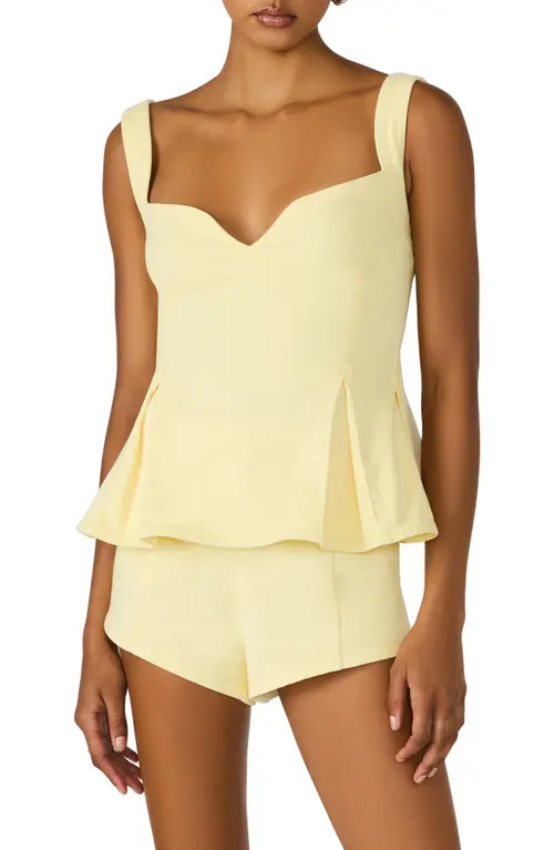 Steve Madden Zenia Stretch Cotton Peplum Top in Golden Glow at Nordstrom, Size 10 | Nordstrom