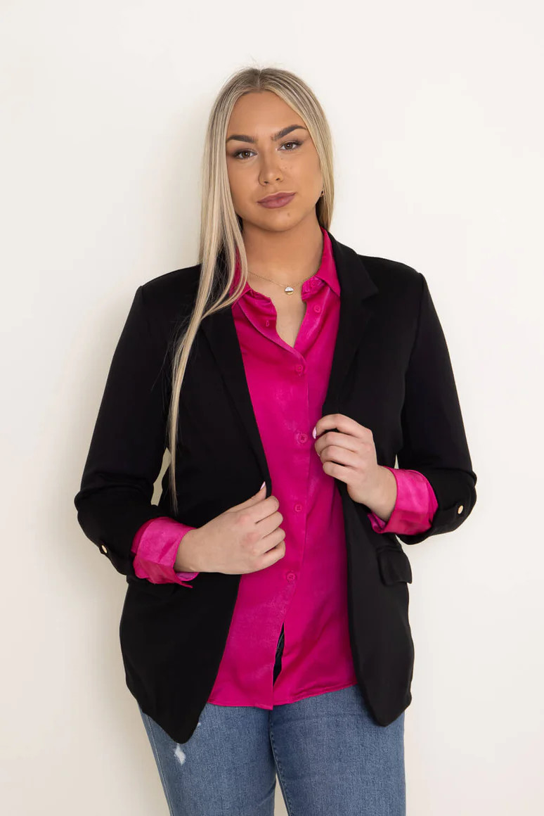 Stoosh by 26 International ¾ Sleeve Pointe Blazer for Women in Black | Glik's
