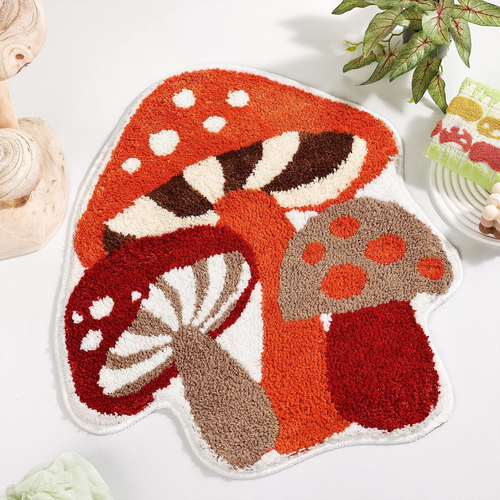 TRUEDAYS Bathroom Rugs Cute Bath Mat Non Slip Red Mushroom Bath Rug for Women Kids and Girls Stro... | Amazon (US)