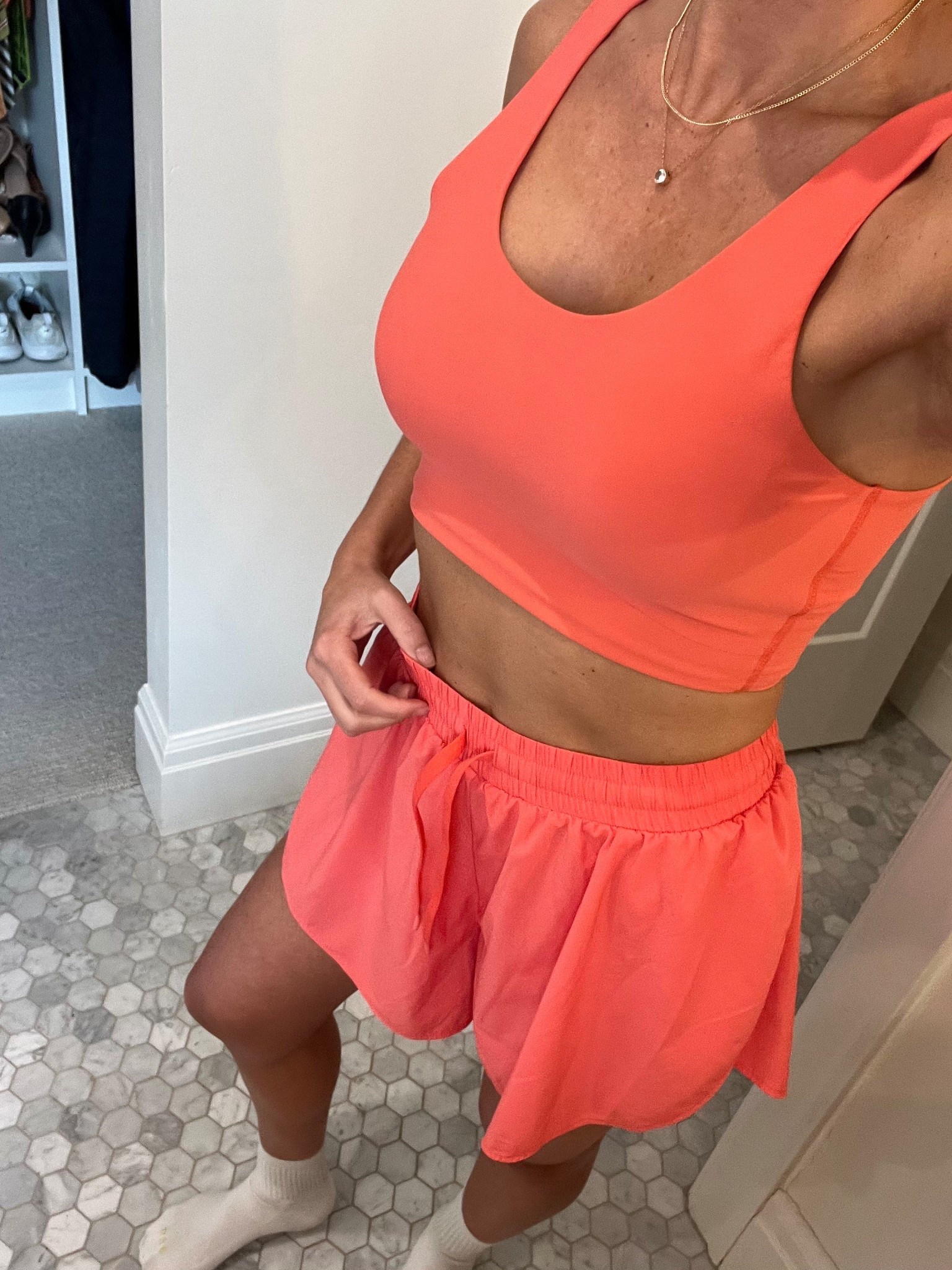 Target sports bra with such good coverage and the comfiest flowy light weight running shorts. 
Gym clothes for moms. Activewear that is affordable  

#LTKootd #LTKActive #LTKfitnessgoals