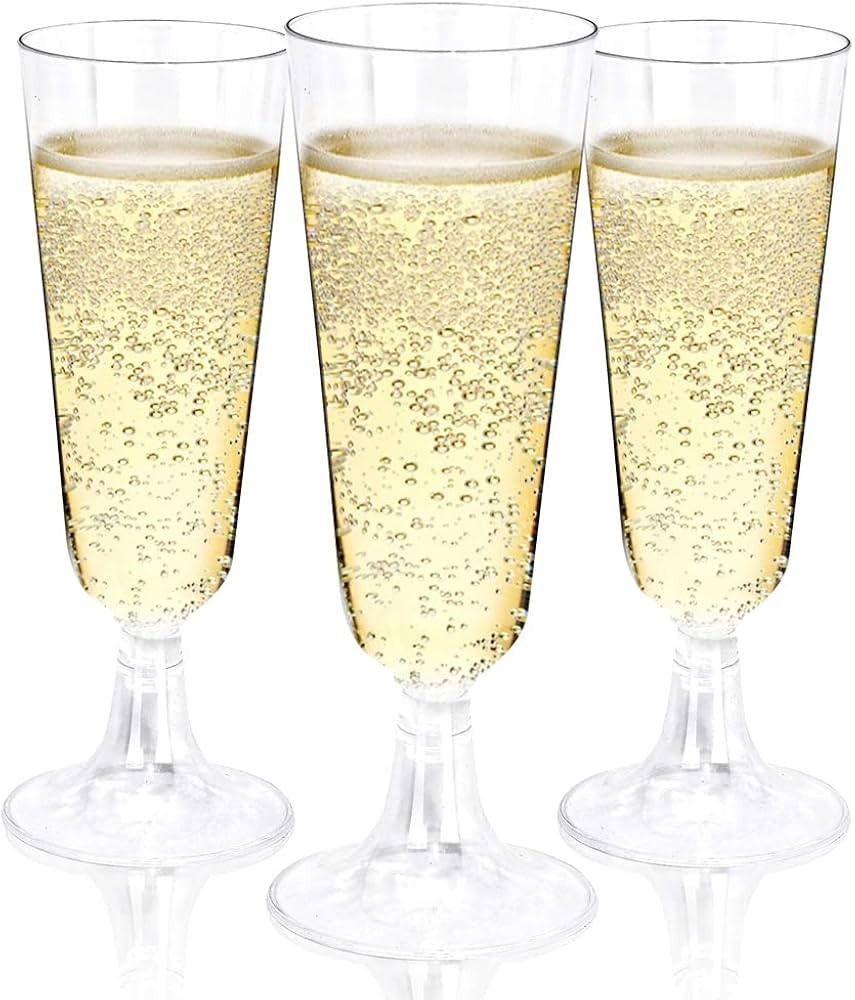 BUCLA 100 Pack Clear Plastic Champagne Flutes- 5OZ Plastic Champagne Glasses- Premium Quality Cle... | Amazon (US)