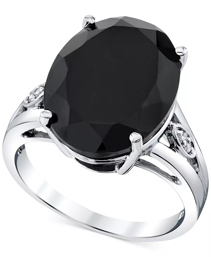Onyx & Diamond Accent Statement Ring in Sterling Silver | Macys (US)