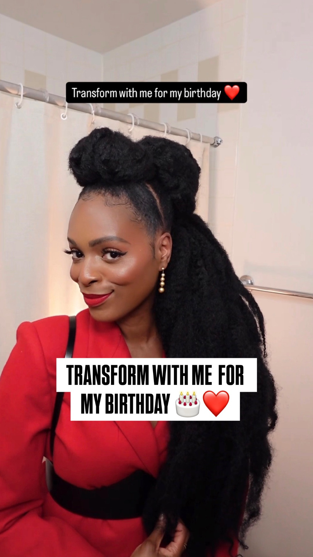 Same girl. Different font. Still cute though. ❤️ Should I share a tutorial or gate keep this look? 

📍 Birthday Look

Wearing:
✨ Reb wool blazer 
✨ Black leather harness belt by 
✨ Gold earrings by THE MET 

#LTKBeauty #LTKgrwm #LTKootd