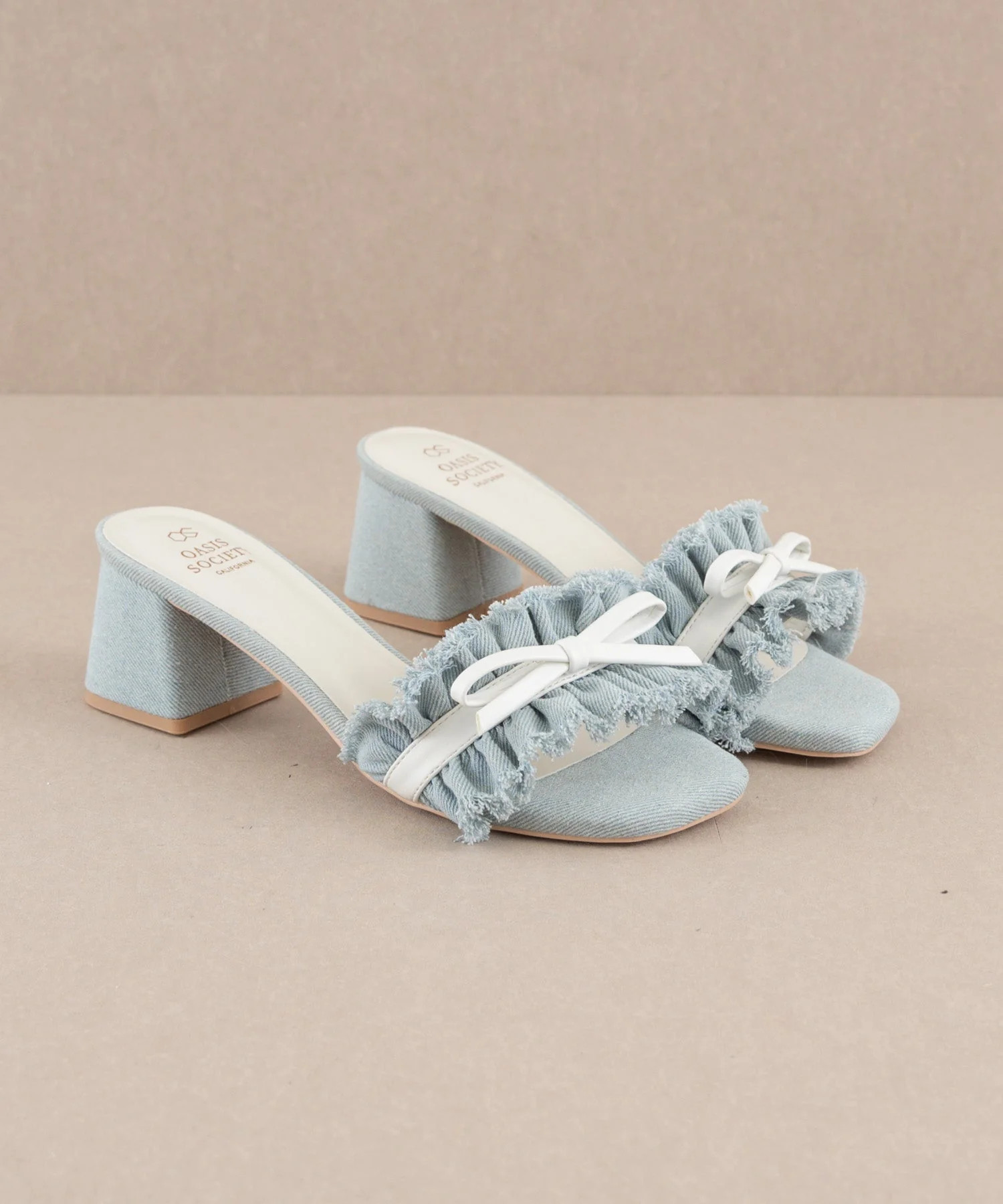 The Julissa | Denim Romantic Low Heel Sandal | Oasis Society