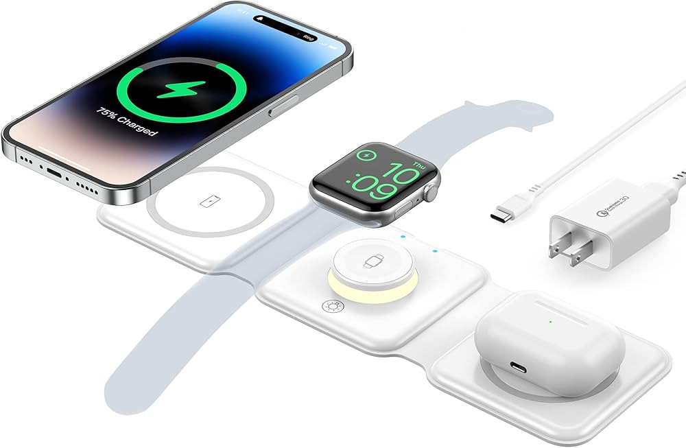 3 in 1 Foldable Wireless Charger, Wireless Charging Station for iPhone 15/14/13/12/11 Pro Max/X/X... | Amazon (US)