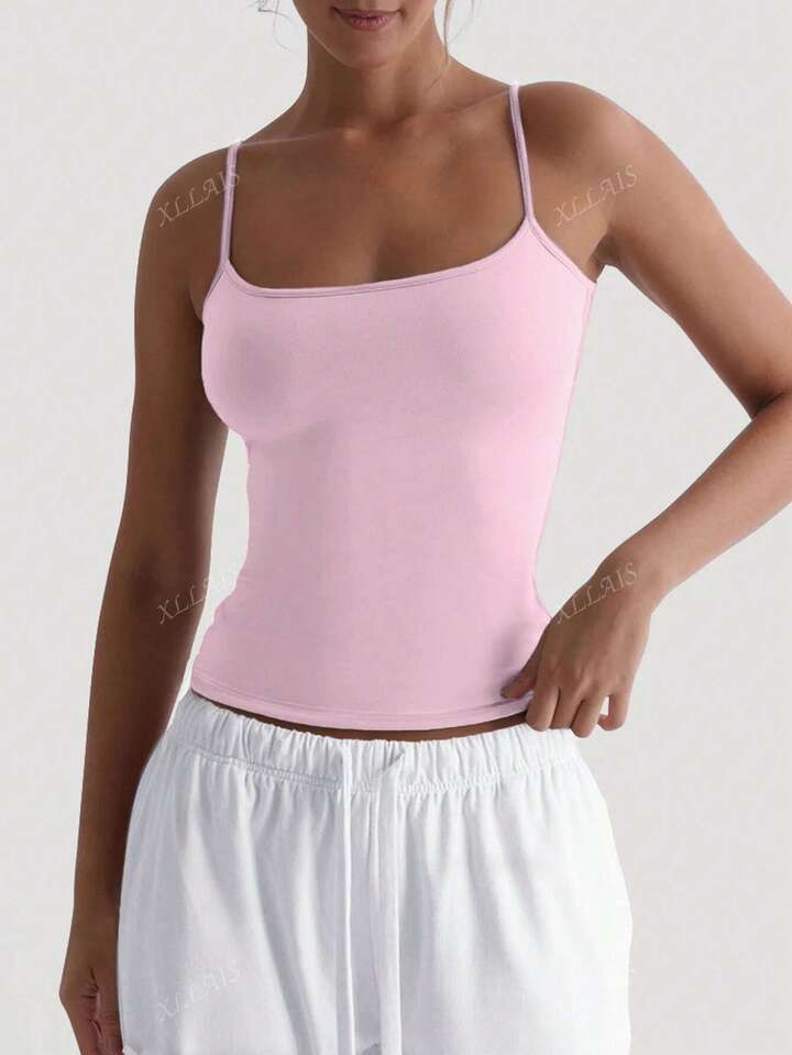 XLLAIS Sexy Backless Women's Camisole Elastic Casual Spaghetti Strap Top | SHEIN
