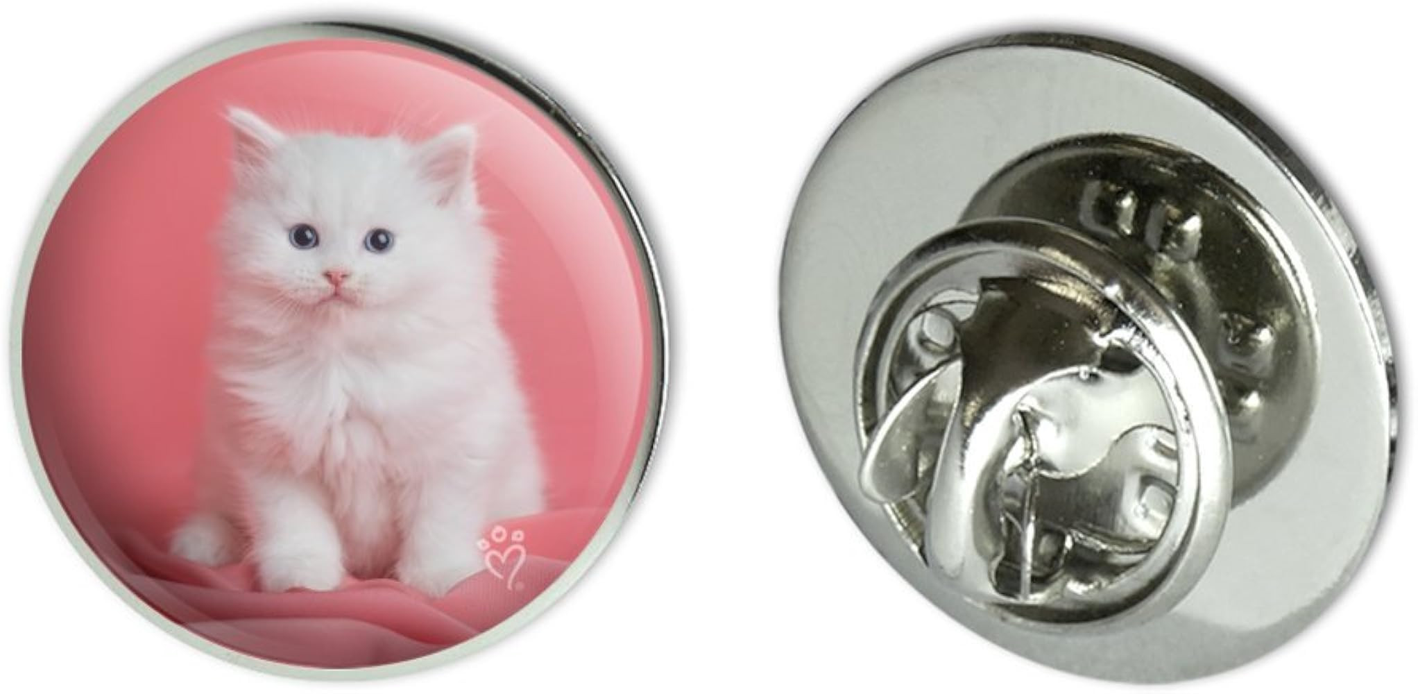 Persian Cat White Kitten on Fuchsia Metal 0.75" Lapel Hat Pin Tie Tack Pinback | Amazon (US)