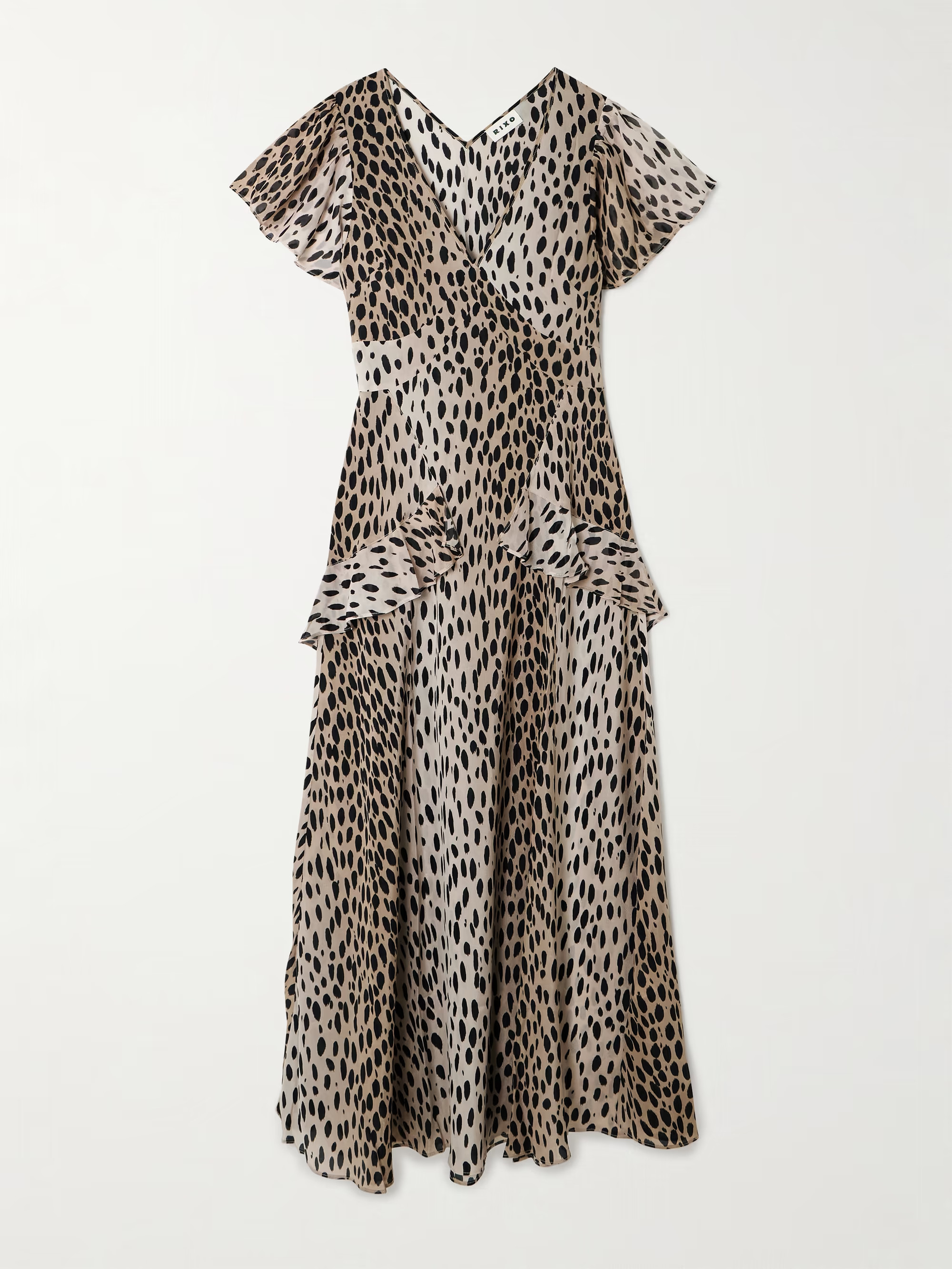 Evie ruffled leopard-print silk-chiffon midi dress | NET-A-PORTER APAC