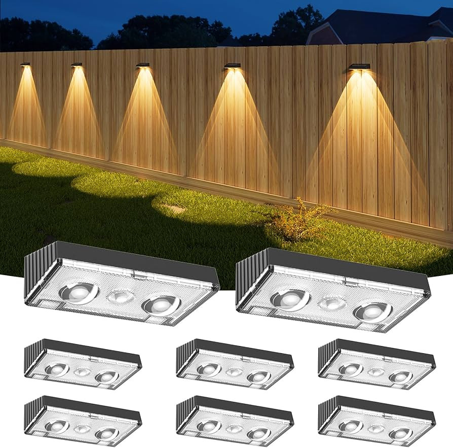 NIORSUN Solar Fence Lights,8 Pack Deck Light,Led Lights Warm White Outdoor Wall Lights,IP45 Solar... | Amazon (US)