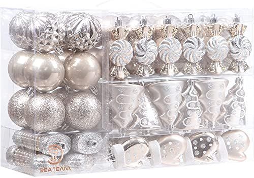 Amazon.com: Sea Team 77-Pack Assorted Shatterproof Christmas Balls Christmas Ornaments Set Decora... | Amazon (US)