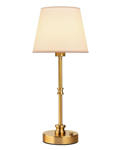 EppieBasic Cordless Table Lamp, 5200mAh Rechargeable Battery Operated Lamp, Portable LED Touch Light, Stepless Dimming, Small Gold with Fabric Shade, 2700K for Dining, Bedside, Bathroom | Amazon (US)