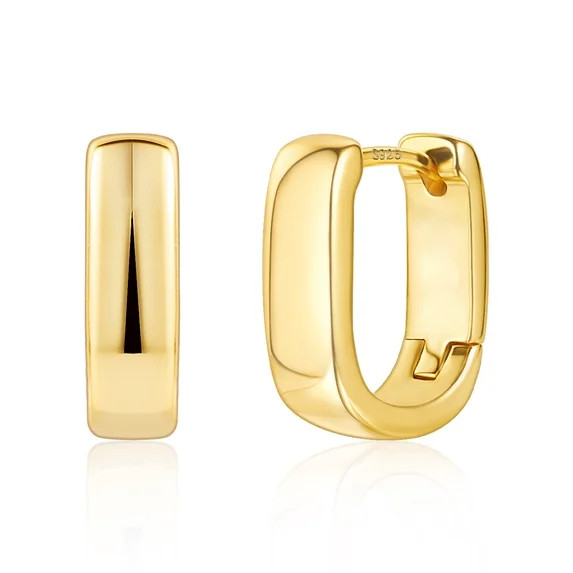 Alexcraft  Hoop Earrings for Women 14K Gold Plated Small Square Trendy Silver Chunky Geometric Mi... | Walmart (US)