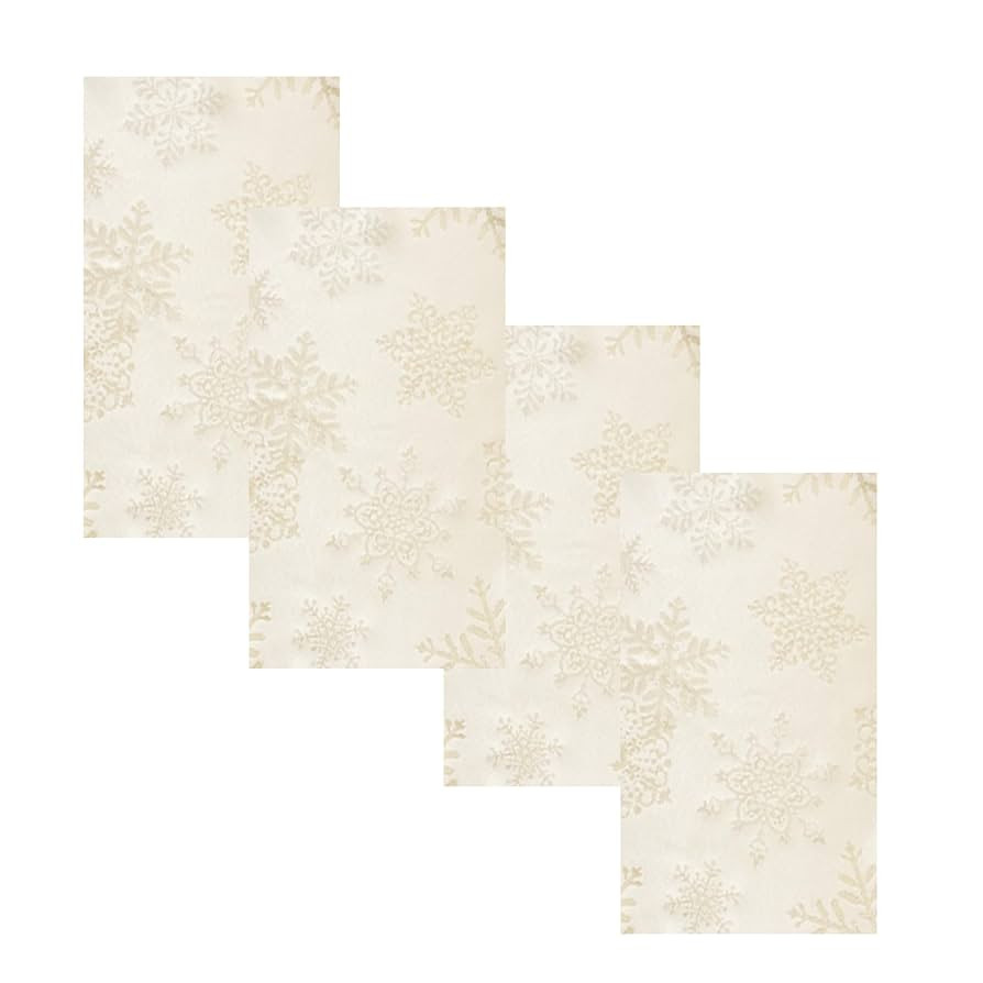 Newbridge Fancy Metallic Snowflake Christmas Fabric Napkins, Set of 4, Ivory Gold, No-Iron Soil R... | Amazon (US)