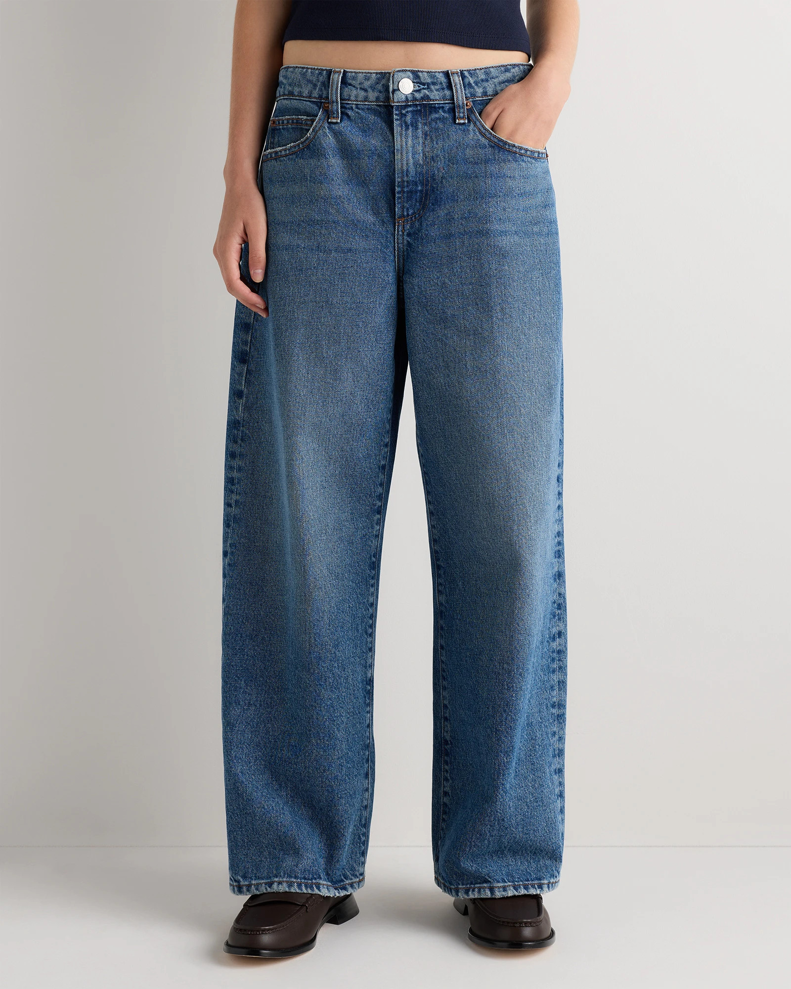 Quince | Women's Maya Rigid Baggy Jeans in Whiteout, Size 24, Organic Cotton | Quince