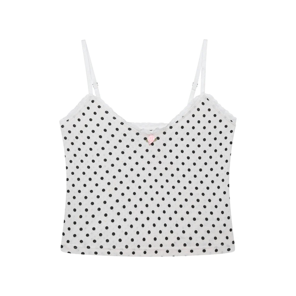 Pointelle Cami Top -Black Polka Dot | The NAP Co