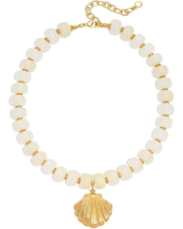 WOWORAMA Summer Beach Necklace for Women Colorful Chunky Beaded Necklaces with Sun Fish Shell Sta... | Amazon (US)