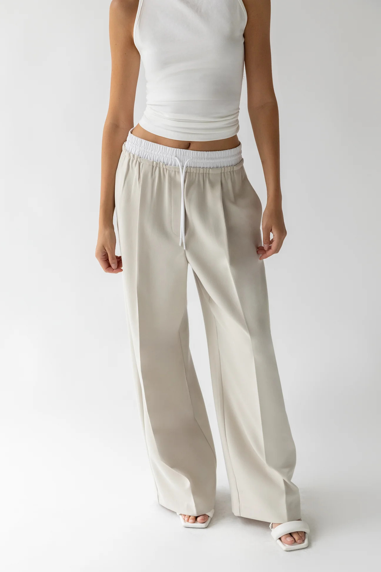 EXPOSED ELASTIC WAISTBAND DRESS PANT | OAK + FORT