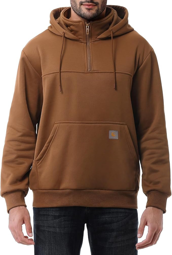 Men's Fashion Hoodies Sweatshirts Loose Fit Heavyweight Quarter-Zip Sweatshirt Fleece-Lined Pullo... | Amazon (US)