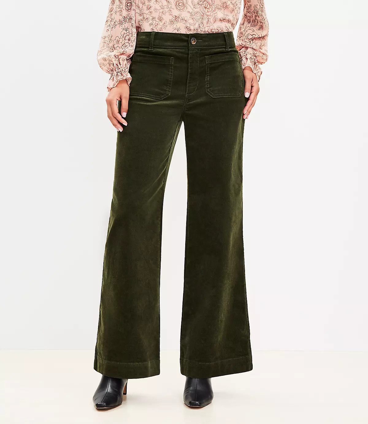 Curvy Palmer Wide Leg Pants in Brushed Corduroy | LOFT