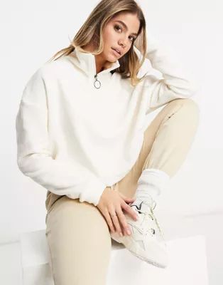 Brave Soul Mary fleece sweater with zip in cream | ASOS (Global)
