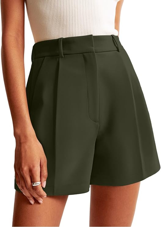 NIMIN Womens High Waisted Shorts Tailored Trouser Dress Shorts with Pockets | Amazon (US)