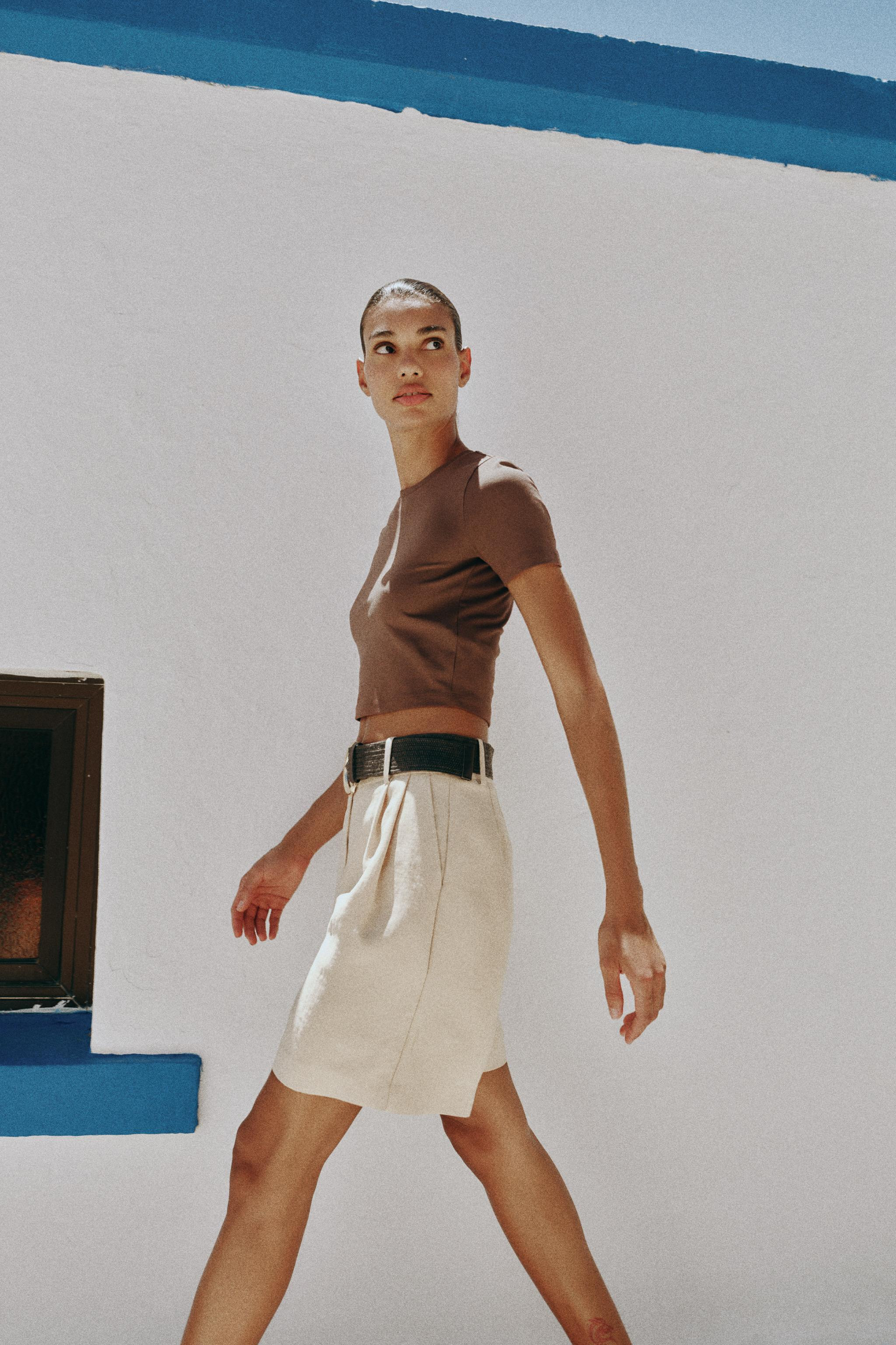 PLEATED BELTED SHORTS | Zara US