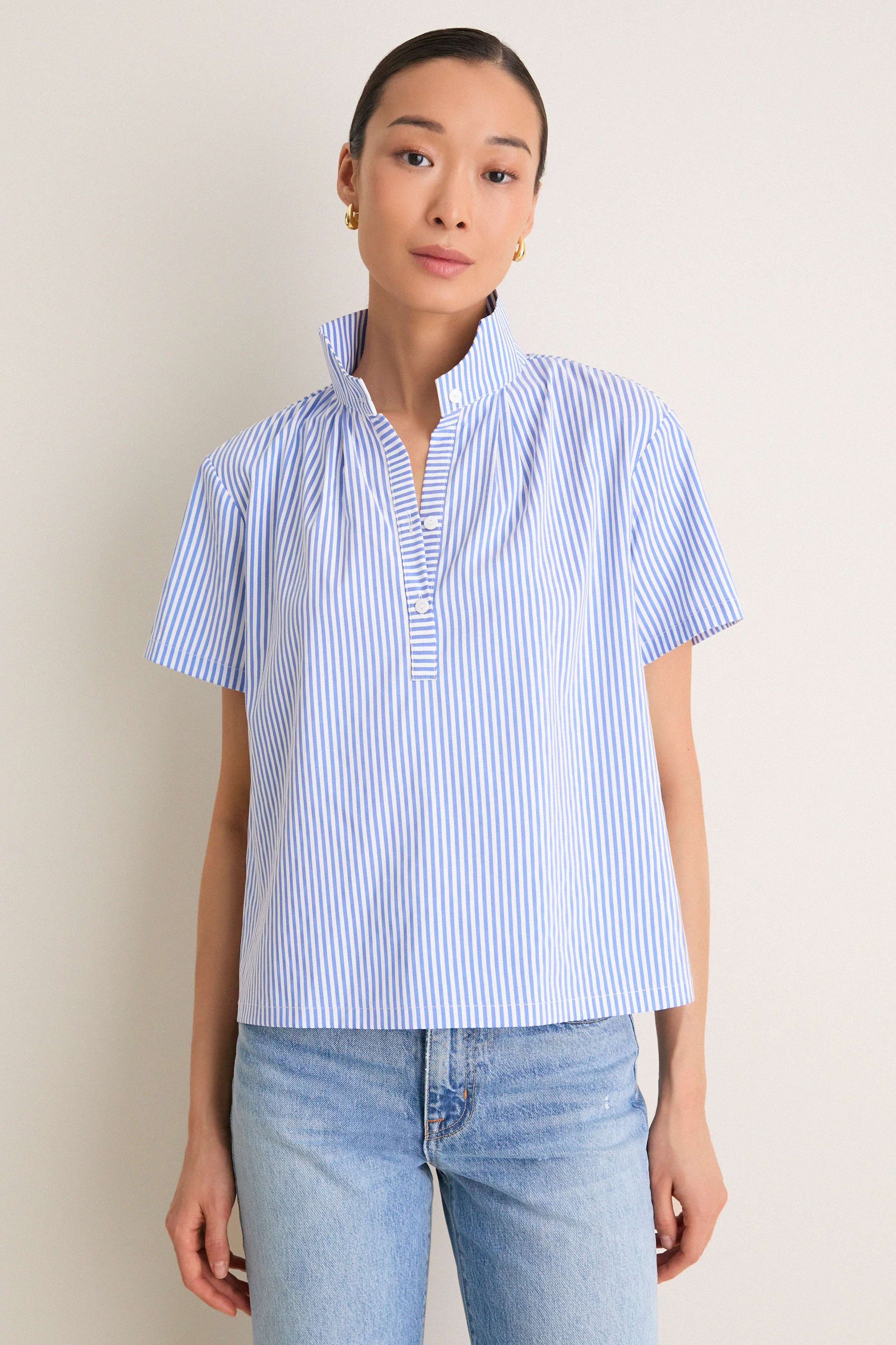 Blue and White Stripe Finn Popover | Tuckernuck (US)