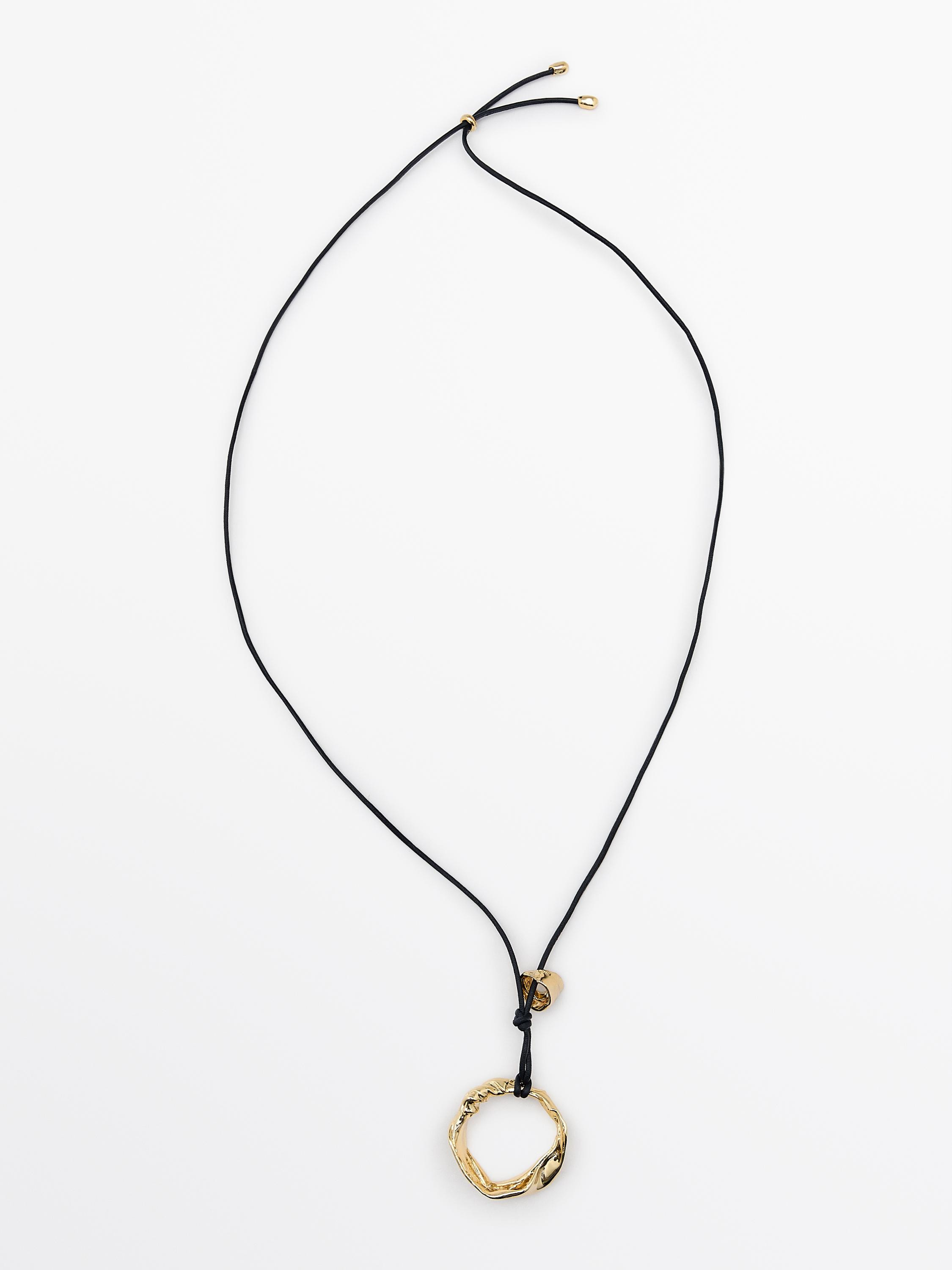 Leather necklace with irregular piece | Massimo Dutti UK