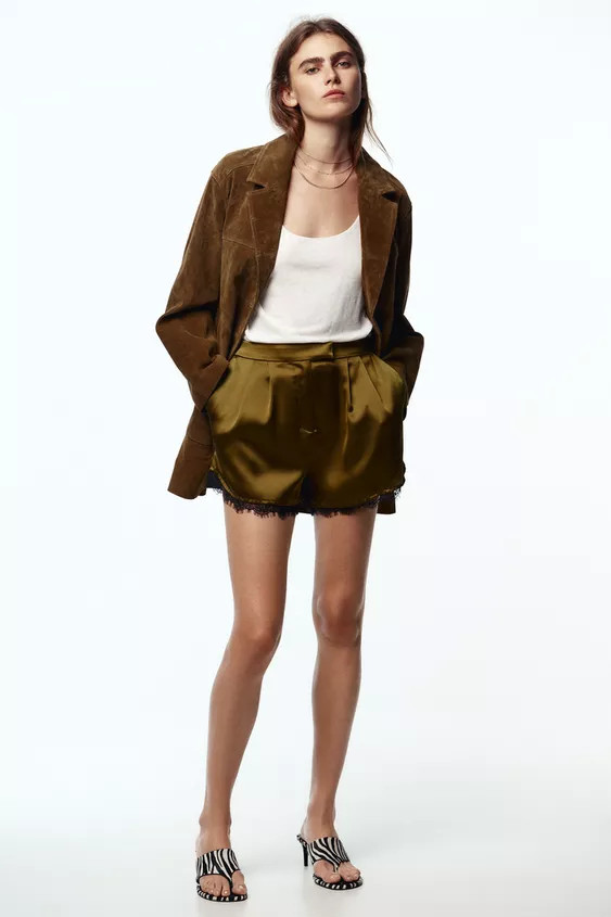 SATIN SHORTS WITH LACE | Zara US