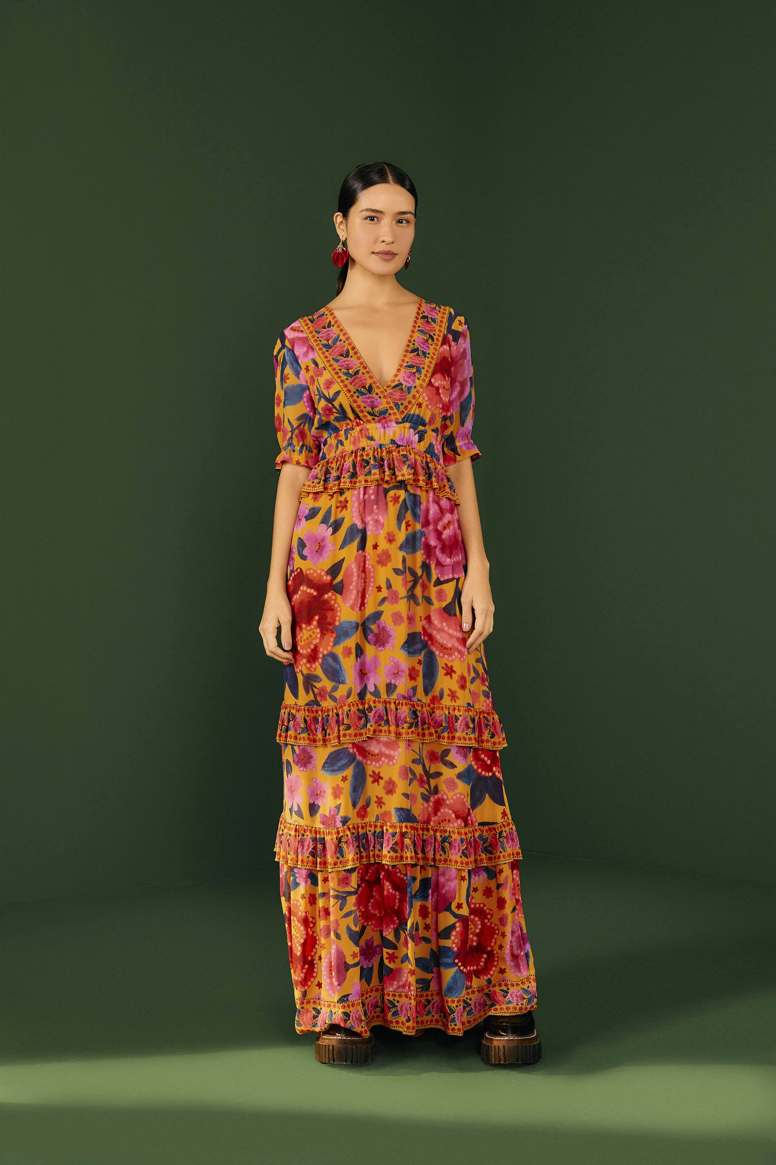 yellow floral dream maxi dress | FarmRio (US)