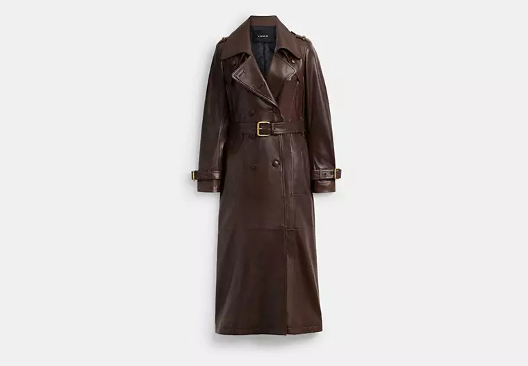 Heritage C Double Breasted Leather Trench | Coach (US)