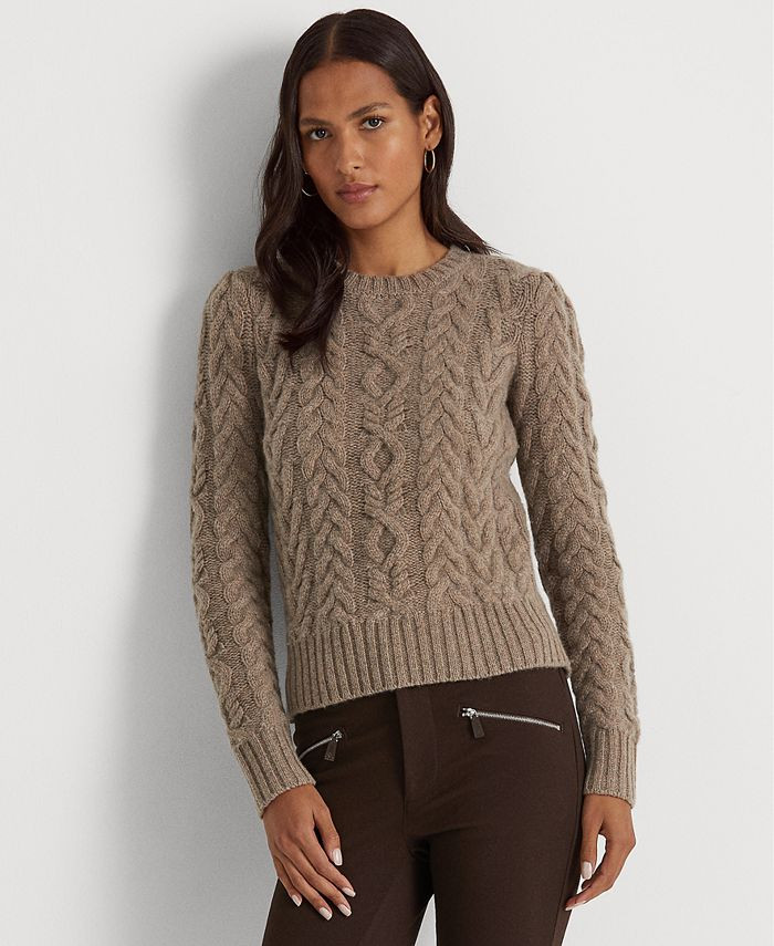 Lauren Ralph Lauren Aran-Knit Wool-Cashmere Sweater & Reviews - Sweaters - Women - Macy's | Macys (US)