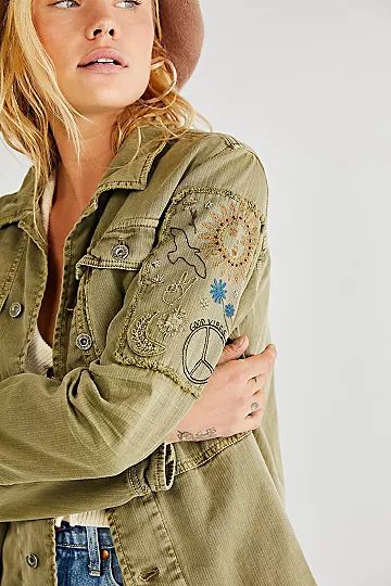 Embroidered Military Shirt Jacket | Free People (Global - UK&FR Excluded)