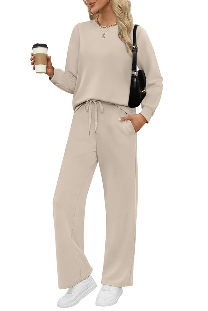 WIHOLL Lounge Sets for Women 2 Piece Travel Vacation Outfits Fall Sweatsuit Tracksuit | Amazon (US)