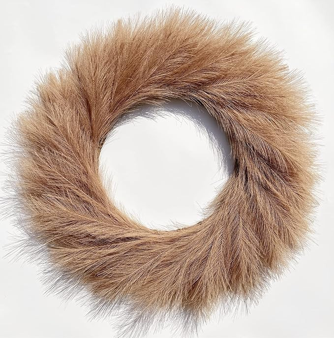 Pampas Grass Wreath, 24 inch Faux Pampas Wreath/Fall Wreath，Boho Wreath，Front Door Wreaths fo... | Amazon (US)