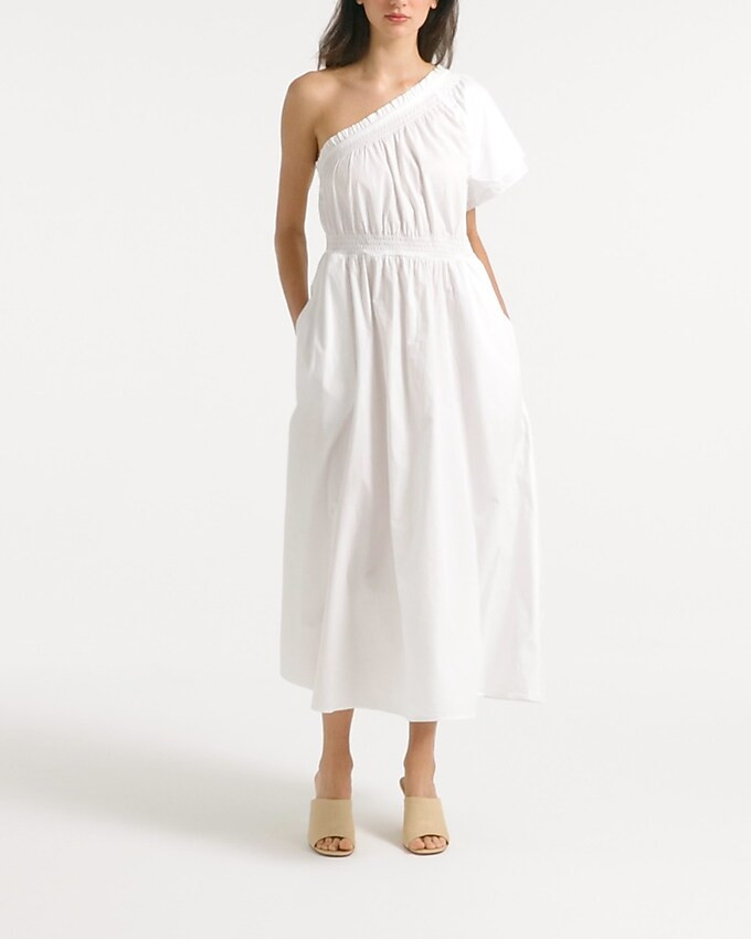 Smocked one-shoulder dress in cotton poplin | J. Crew US