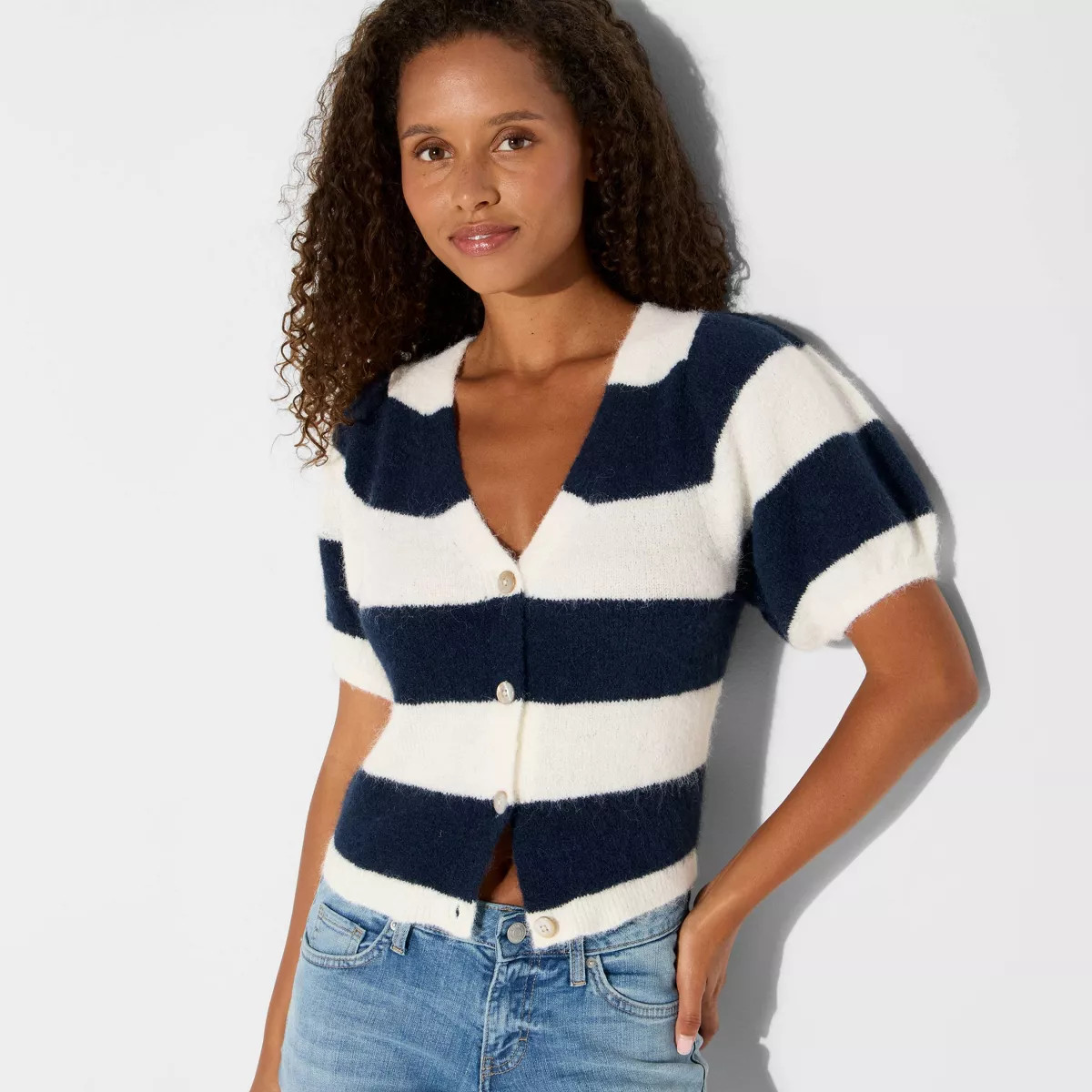 Women's Puff Short Sleeve V-Neck Cardigan - Wild Fable™ | Target