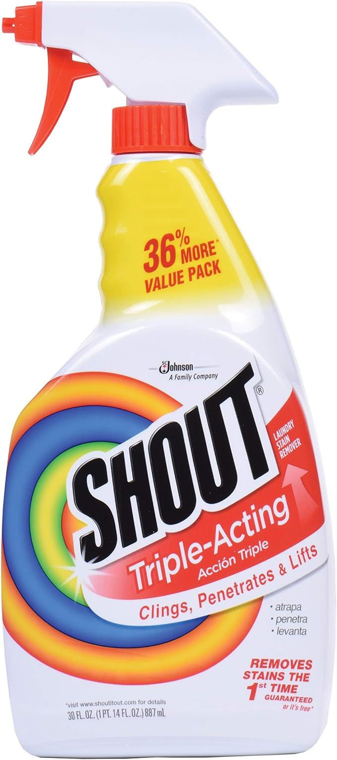 Shout Triple-Acting Laundry Stain Remover Spray Bottle for Everyday Stains, 30 fl oz Value Pack | Amazon (US)