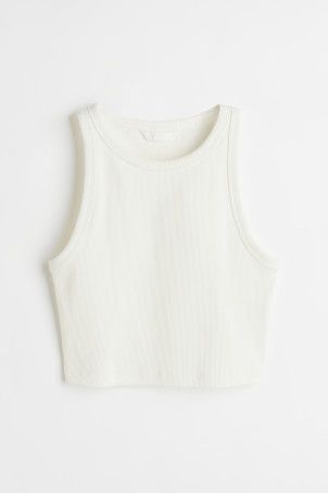 Cropped vest top - Sleeveless - Cropped - White - Ladies | H&M GB | H&M (UK, MY, IN, SG, PH, TW, HK)