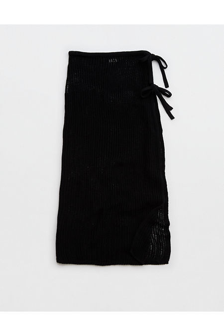 Aerie Crochet Wrap Sarong Women's Black Large/X-Large | American Eagle Outfitters (US & CA)