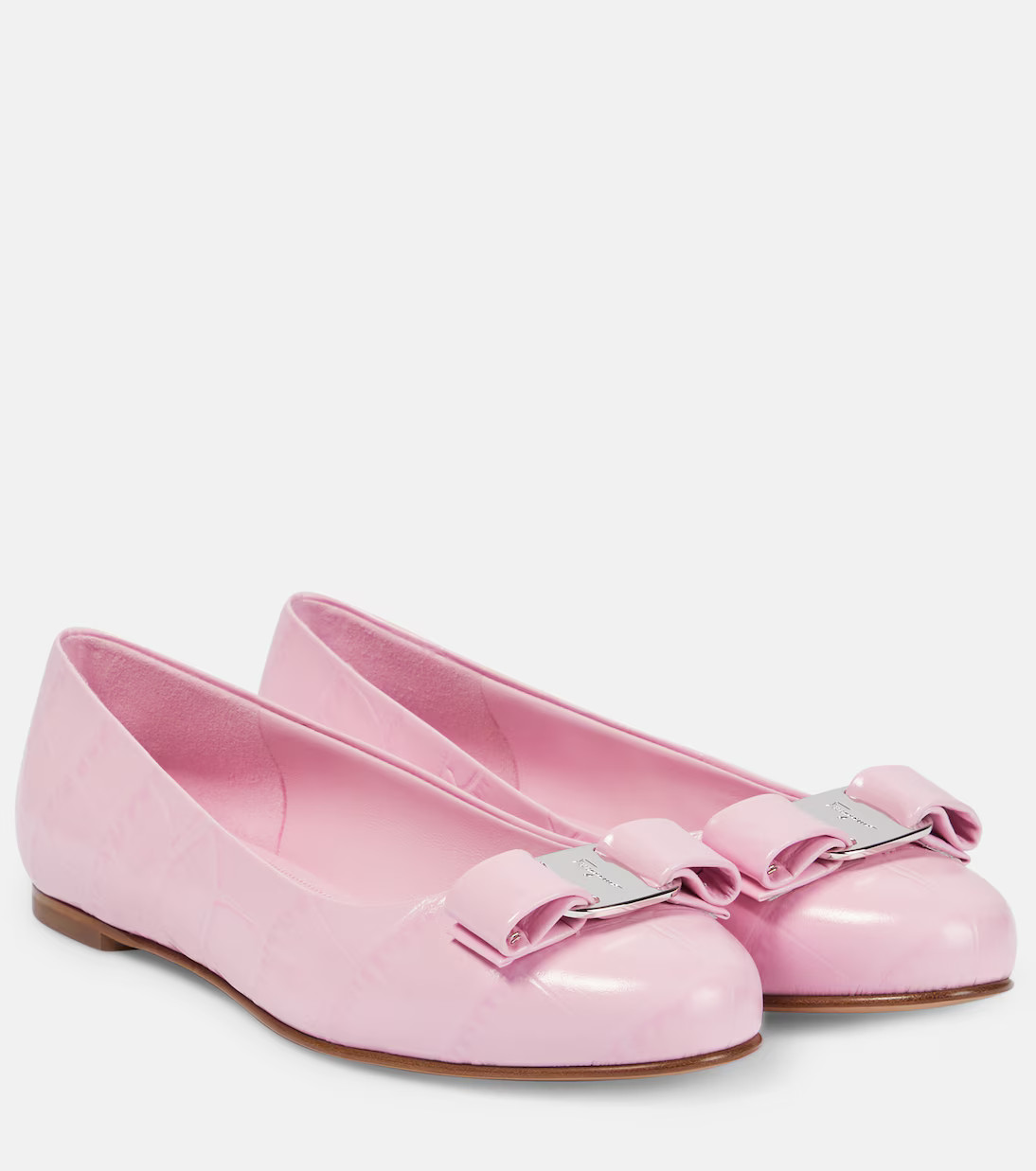 Vara Bow croc-effect leather ballet flats | Mytheresa (UK)