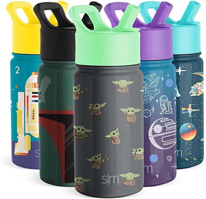 Simple Modern Star Wars Baby Yoda Grogu Kids Water Bottle with Straw Lid | Insulated Stainless St... | Amazon (US)