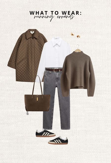 What to wear: running errands 🛍️  Easy going outfit for light rain showers, will do one with boots as well! 

Read the size guide/size reviews to pick the right size.

Leave a 🖤 to favorite this post and come back later to shop

Casual outfit, cropped jeans, grey jeans, leather waist belt, knit jumper, parka jacket, Mock Neck Merino Jumper, The Tokyo Tote demellier, samba og, asos, oversized parka coat, croco leather belt, brown belt, slim cropped jeans, outfit inspiration, 

#LTKstyletip #LTKeurope #LTKSeasonal