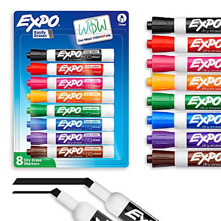 EXPO Low Odor Dry Erase Markers Chisel Point Assorted Intense Colors Pack Of 8 - Office Depot | Office Depot and OfficeMax 
